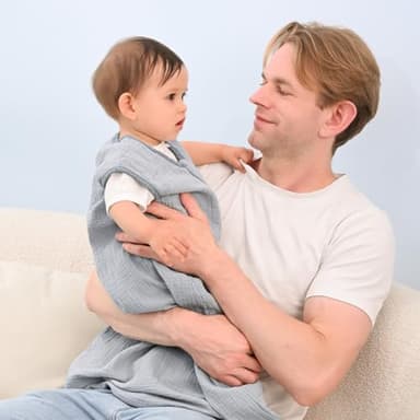 david's kids Muslin Cotton Baby Sleep Sack 18-24 Months, 2 Pack 100% Cotton Sleeping Bag for Summer, TOG 0.5 Baby Wearable Blankets with 2-Way Zipper, Soft Sleep Sacks for Newborn Infant, Grey & Blue - Image 2