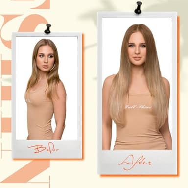 Fshine Wire Hair Extensions Medium Brown Highlight Honey Blonde Soft Fish Line Hair Extensions 18 Inch Clip in One Piece Hair Extension 80G Remy Human Hair Layered Hairpiece Add Length - Image 6