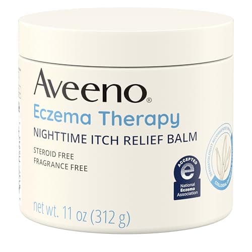Aveeno Eczema Therapy Nighttime Itch Relief Balm, Eczema Cream for Body, Moisturizing Colloidal Oatmeal & Ceramide Formula, Fragrance Free, Soothing Dry Itchy Skin, 11 fl oz - Image 1