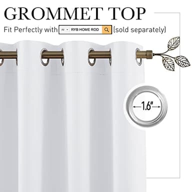 RYB HOME Extra Long Curtains Light Block Soundproof Privacy Blinds for Home Theater Office Backdrop Dining Living Room Patio Door Large Window Ceiling to Floor Drapes, W 8.3 x T 11 ft, Greyish White - Image 2