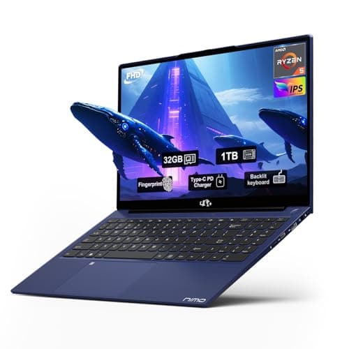 NIMO 15.6-FHD-Student-Laptop, 32GB RAM 1TB SSD AMD Ryzen 5 3500U Processor Fast Charging Fingerprint Backlit Keyboard Win 11 Stylish Practical Laptop for Work Study Life, 2 Years Warranty - Image 1