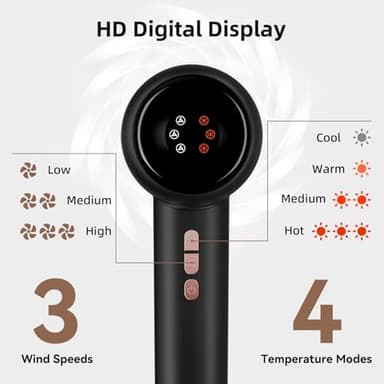 HRYCF Fast Drying High Speed Hair Dryer,Negative Ionic Care Blow Dryer,Less Heat Damage Blow Dryer with Brushless Motor,Thermo-Control Low Noise with Magnetic Nozzle & Diffuser - Image 5