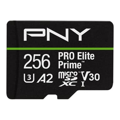 PNY 256GB PRO Elite Prime™ C10 U3 V30 A2 microSDXC Flash Memory Card – Ultra-Fast Speeds, Read 200MB/s, Write 150MB/s, 4K UHD, Full HD, UHS-I, for Smartphones, Drones, Action Cameras - Image 1