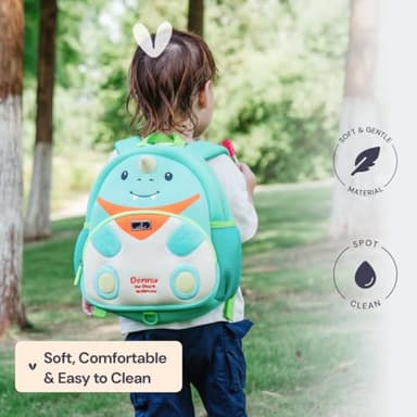 BabbleRoo Toddler Backpack, Kids Backpack - Light & Comfortable, Water Resistant Neoprene, Leash for Toddlers 1-3, Reflective Strips for Visibility, Animal Backpack, Donnie the Dino - Image 6