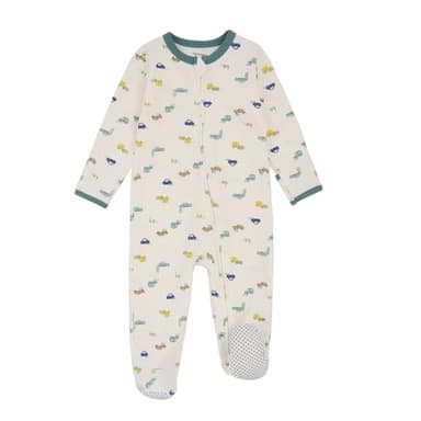 Aablexema Baby Footie Pajama with Mitten Cuffs, Double Zipper Infant Cotton clothes Sleeper Pjs, Footed Sleep Play(Car Style,6-9 Months) - Image 5