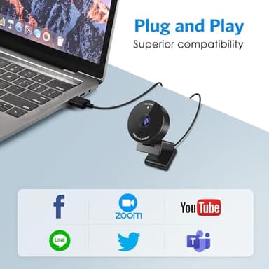 EMEET 1080P Webcam - USB Webcam with Microphone & Physical Privacy Cover, Noise-Canceling Mic, Auto Light Correction, Fixed Focus, C950 Ultra Web Cam w/ 70°View for Meeting/Online Classes/Zoom/YouTube - Image 9
