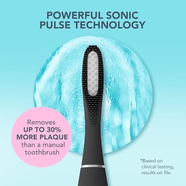 FOREO ISSA 3 Bundle - Ultra-Hygienic 4-in-1 Silicone Sonic Electric Toothbrush + 2 x ISSA Hybrid Wave Brush Head - White Teeth, Clean Gums, Cheeks & Tongue, Soft Toothbrush - Black - Image 2