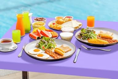 homing 2 Pack Rectangle Table Cloth, Elastic Fitted Fabric Tablecloth Fits for 6 Foot Folding Tables, Washable Table Cover for Picnic, Camping, Indoor & Outdoor (Lavender, 30" x 72") - Image 9