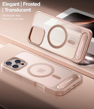 TORRAS for iPhone 16 Pro Max Case Translucent Natural Titanium Gold | Strong Magnetic & Seamless Stand, Fit for MagSafe, Military-Grade Drop Protection, Sturdy Adjustable Kickstand, Slim Matte Finish - Image 7