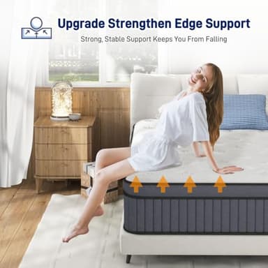 King Size Mattress [Upgraded Strengthen] 14 Inch Firm King Mattress In A Box, Hybrid Mattresses With Gel Memory Foam & Independent Pocket Springs, Pressure Relief, Cooling, Strong Edge Support - Image 6