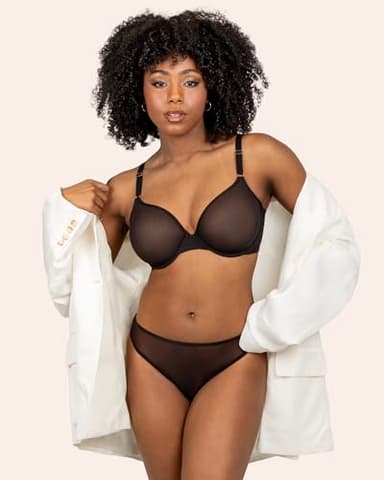 Smart & Sexy Women's Sheer Demi Underwire Bra, Black Hue (Mesh), 36D - Image 3