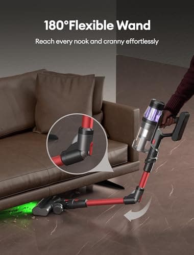 Ultenic Cordless Vacuum Cleaner, 550W/50Kpa, 60Mins Runtime, 180°Bendable Wand, Anti-Tangle Brush, Stick Vacuum Cordless with Charging Dock, Handheld Vacuum for Pet Hair/Carpet/Floor/Car, U16 Flex - Image 2