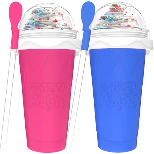 2PCS Slushie Maker Cup,DIY Magic Quick Frozen Smoothies Cups for Homemade Milk Shake Ice Cream Maker, Cooling Cups, Double Layer Squeeze Slushy Maker Cup,Birthday Funny Gifts for Friends &Family - Image 1