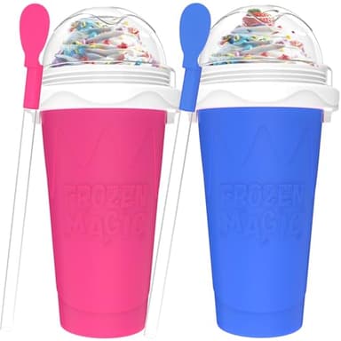 2PCS Slushie Maker Cup,DIY Magic Quick Frozen Smoothies Cups for Homemade Milk Shake Ice Cream Maker, Cooling Cups, Double Layer Squeeze Slushy Maker Cup,Birthday Funny Gifts for Friends &Family - Image 1