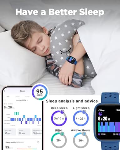 BIGGERFIVE Smart Watch for Kids No APP No Phone Needed, 1.8" Fitness Tracker Watch Pedometer, Heart Rate, Sleep Monitor, IP68 Waterproof, Step Counter, Puzzle Games for Girls Boys Teens 5-16, Blue - Image 4