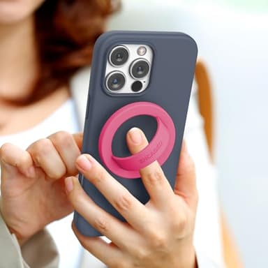 Encased Magnetic Phone Grip Holder (Compatible with MagSafe) Thin Silicone Finger Loop Ring for iPhone (Dark Pink) - Image 3