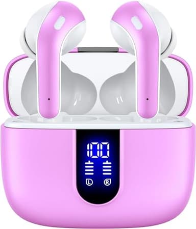 TAGRY Bluetooth Headphones True Wireless Earbuds 60H Playback LED Power Display Earphones with Wireless Charging Case IPX5 Waterproof in-Ear Ear buds with Mic for TV Smart Phone Laptop Computer Sports - Image 1