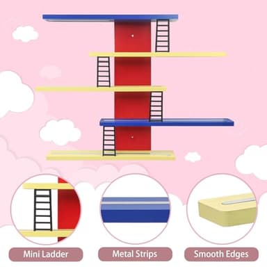 Taladad for Tonie Shelf,Tonies Storage for Creative Tonies Magnetic Wall Shelf for Tonie Figures,12-35 Characters,Wooden Hanging Shelf for Kids (Colorful) - Image 5