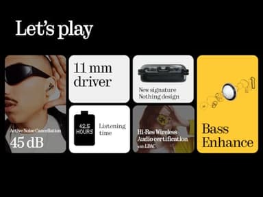 Nothing Ear (a) Wireless Earbuds, 45dB Hybrid Noise Cancelling Earbuds, Hi-Res Audio, Advanced Equaliser, Dual Connect, 6 Mics, 42.5H Playtime Ear Buds Wireless Bluetooth, Black - Image 3