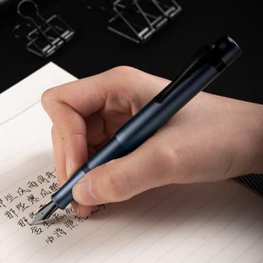 Hongdian M2 Black Forest Mini Fountain Pen, Extra Fine Soft Nib & Sleek Shape Aluminium Short Pocket Travel Pen (Midnight Blue) - Image 7