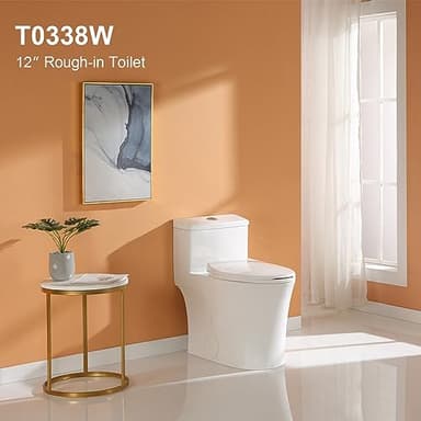 HOROW T0338W Compact One Piece Toilet with Comfort Chair Seat ADA Height 17.3", Elongated Dual Flush 0.8/1.28 GPF and MAP 1000g, Standard White Toilet Bowl - Image 2