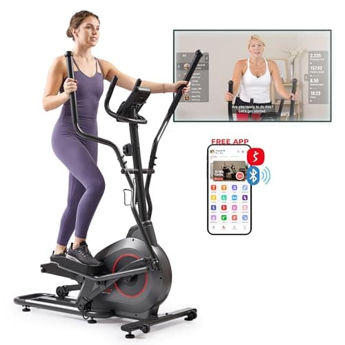 Sunny Health & Fitness Ultra Silent Smart Elliptical Exerciser, 300LB Load & 16” Long Stride Training Machine for Seniors Home Workout, Easy-Assembly Cardio Equipment, Free SunnyFit App Bluetooth Link - Image 1