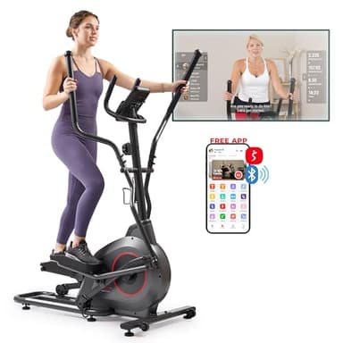 Sunny Health & Fitness Ultra Silent Smart Elliptical Exerciser, 300LB Load & 16” Long Stride Training Machine for Seniors Home Workout, Easy-Assembly Cardio Equipment, Free SunnyFit App Bluetooth Link - Image 1