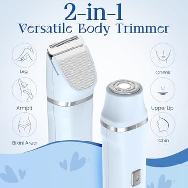 Electric Shaver for Women - Body Hair Trimmer Shaver for Women's Grooming, Wet & Dry Use Groomer, Dusk Razor for Women, Ladies Electric Razors for Legs, Female Trimmer for Private Area, Blue - Image 5