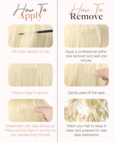 GOO GOO Invisi Edge Tape in Hair Extensions Human Hair, 18AT60A Pearl Ash Blonde Highlights 20pcs 24inch 50g, Virgin Remy Hair, Seamless Injected Tape, Natural Look - Image 7