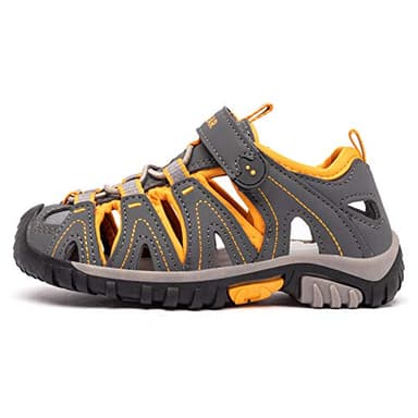 HOBIBEAR Boys Outdoor Closed-Toe Summer Kids Athletic Sport Sandals Lightweight-Grey/Orange - Image 2