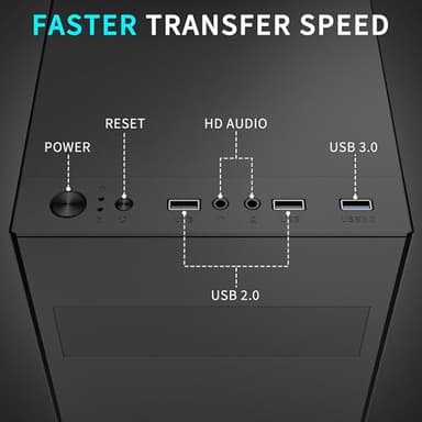 MOROVOL PC Case Support 5.25" ODD, ATX Computer Case Pre-Install 1x120MM Fan+1x80MM Fan, Desktop ATX Tower Case, USB 3.0 Classic Retro Design, Black,852 - Image 4