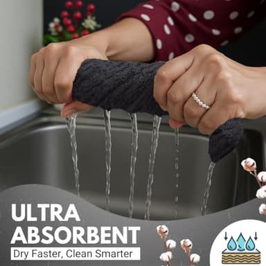 Infinitee Xclusives 100% Cotton Kitchen Towels - 15x25 Inch Ultra Soft Tea Towel, Super Absorbent Terry Dish Towels for Kitchen Linens |Grey| - Image 4