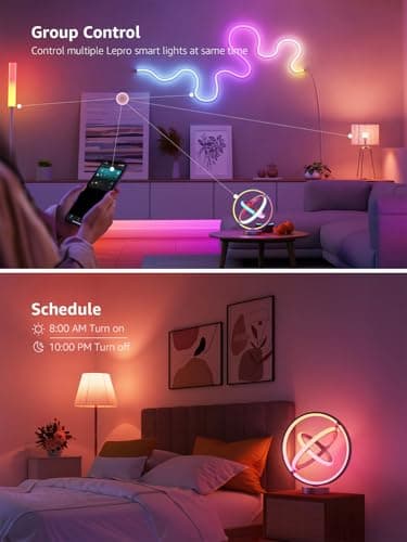 Lepro TB1 AI Smart Table Lamp, RGB+IC Addressable Color Changing Desk Light Alexa Google Home Enable, Music Sync, DIY Endless Scenes, APP Control Cool LED Lamp for Room Decor Ambient Lighting, 2.4 GHz - Image 8