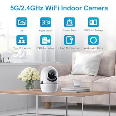 GBIUT Indoor Security Camera, 5G&2.4G WiFi Security Cameras Indoor for Home Security, Pan/Tilt Baby Monitor/Dog/Pet Camera with Phone App Motion Sensor & Night Vision. TF/CloudStorage (2Pack) - Image 2