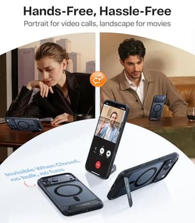 TORRAS Strong Magnetic & Seamless Stand for iPhone 17 Pro Max Case, Fit for MagSafe, Military Grade Drop Protection, Sturdy Adjustable Kickstand Slim for iPhone 17 Pro Max Case Translucent Matte Black - Image 8