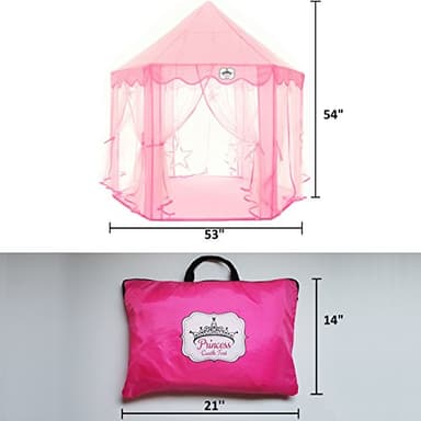 Princess Castle Playhouse Tent Toy for Girls, Pink Kids Play House Indoor, Christmas Birthday Gift for Little Girls Age 3 4 5 6 7, Play Tent for 3-10 Year Old Girl - Image 3