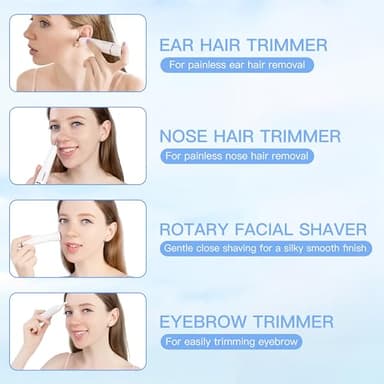 HEBECA Nose Hair Trimmer for Women and Men, 3-in-1 Electric Facial Hair Removal Rechargeable Portble Waterproof Face Shaver Razor for Nose Ear Eyebrow Peach-Fuzz Lips Chin FT3001 - Image 3