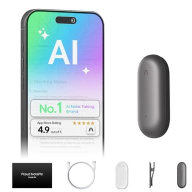 Plaud NotePin Voice Recorder, AI Voice Recorder, App Control, AI Notetaker, AI Transcribe & Summarize, Support 112 Languages, 64GB Memory, Audio Recorder for Lectures, Meetings, Cosmic Gray - Image 1