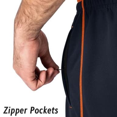 MAGNIVIT Men's Sport Sweat Pants Athletic Warm-Up Pant with Side Contrast Orange Stripe Blue/Orange - Image 4