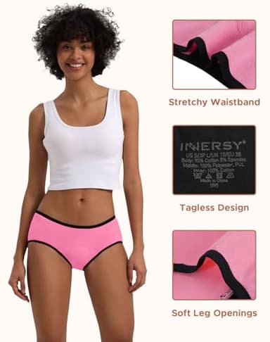 INNERSY Period Underwear for Women Teens Leak-Proof Menstrual Cotton Protective Hipster Panties 3-Pack (Heavy Flow (Bright Colors), XX-Large) - Image 4