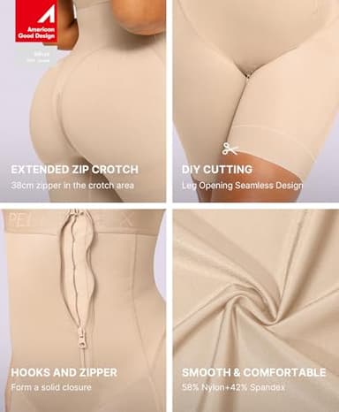 SHAPELLX Butt Lifting Shapewear Body Shaper Tummy Control Butt Lifter High Waisted Body Shaper Shorts Shapewear for Women Tummy Control Slip Shorts Higher Power Shorts (Beige, Large) - Image 4