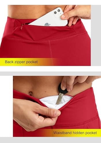 SANTINY Women's 6'' Athletic Long Shorts with 4 Pockets High Waisted Bermuda Shorts for Women Walking Running Casual (Red_M) - Image 5