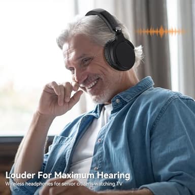 Wireless Headphones for TV Watching, TV Headphones Wireless for Seniors with Multi-Function Transmitter Charging Base, 65hrs Worktime Bluetooth Headset, No Audio Delay, Gifts for Parents & Elderly - Image 5
