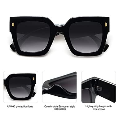 SOJOS Vintage Oversized Square Sunglasses for Women,Retro Womens Luxury Big Large Sun Glasses UV400 SJ2194C1 Black - Image 5
