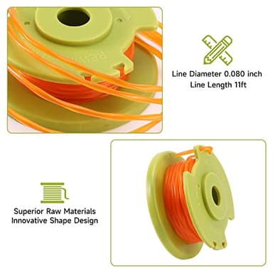A ANLEOLIFE .080in Twisted Line Spool #AC80RL3 for RYOBI Cordless Auto-Feed String Trimmers 18v 24v and 40v,11ft-Long (12 Spools & 2 Cap) - Image 4