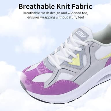 ephiza Womens Wide Toe Box Walking Shoes with Arch Support Plantar Fasciitis Tennis Sneakers Orthotic Shoes for Pain Relief PurpleGrey US 7 - Image 4