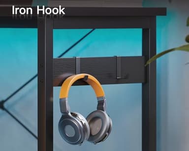 Coleshome 66" L Shaped Gaming Desk with Outlet, L Shaped Desk with CPU Stand, Corner Computer Desk, Home Office Desk, Writing Desk, Black - Image 8