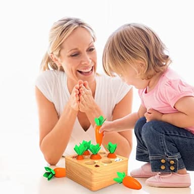 Montessoritoys for 1 Year Old, Wooden Toys Developmental Shape Sorting & Matching Puzzle Carrots Harvest Game, Birthday Gifts for Toddlers Babies Boys and Girls 6-12 Months Christmas - Image 2