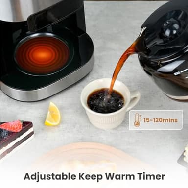 Gevi 10-Cup Drip Coffee Maker with Built-in Grinder, Programmable Brew Coffee Machine with Timer, Reusable Filter, 1.5L Water Tank, Coffee Pot, Warming Plate Burr Grinder Combo - Image 7