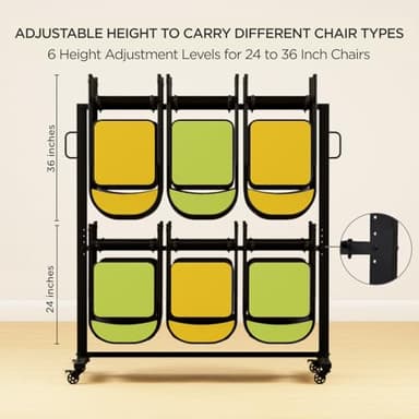 Folding Chair Rack Folding Chair Cart Folding Chair Storage Dolly with Wheels and Holder for 84 Chairs or 12 Tables of 800 LBS Capacity Includes Weatherproof Cover - Image 3